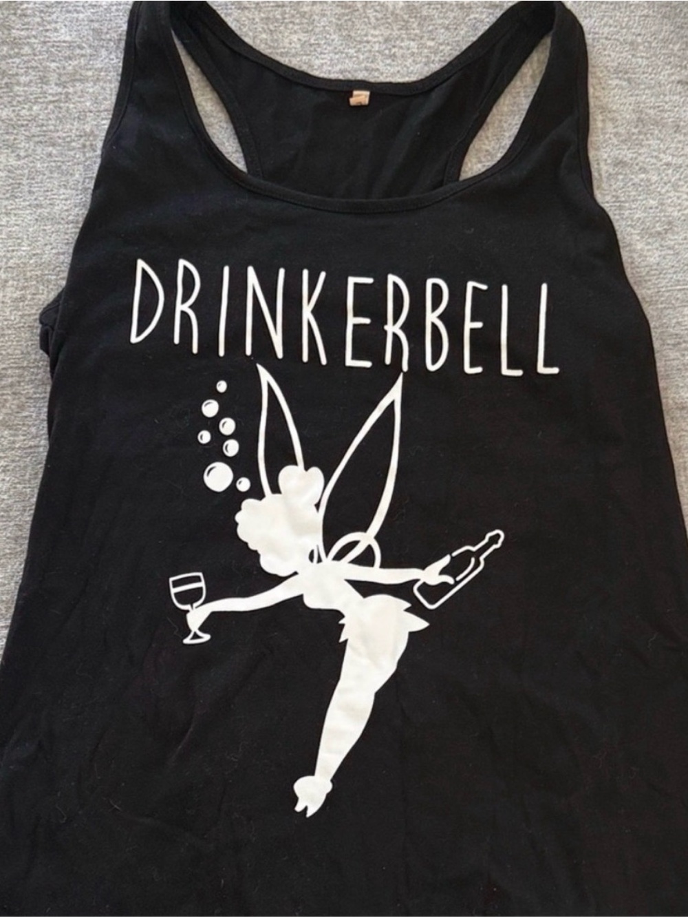 Drinkerbell Tinker Bell Inspired Wine Fairy Racerback Tank Black L